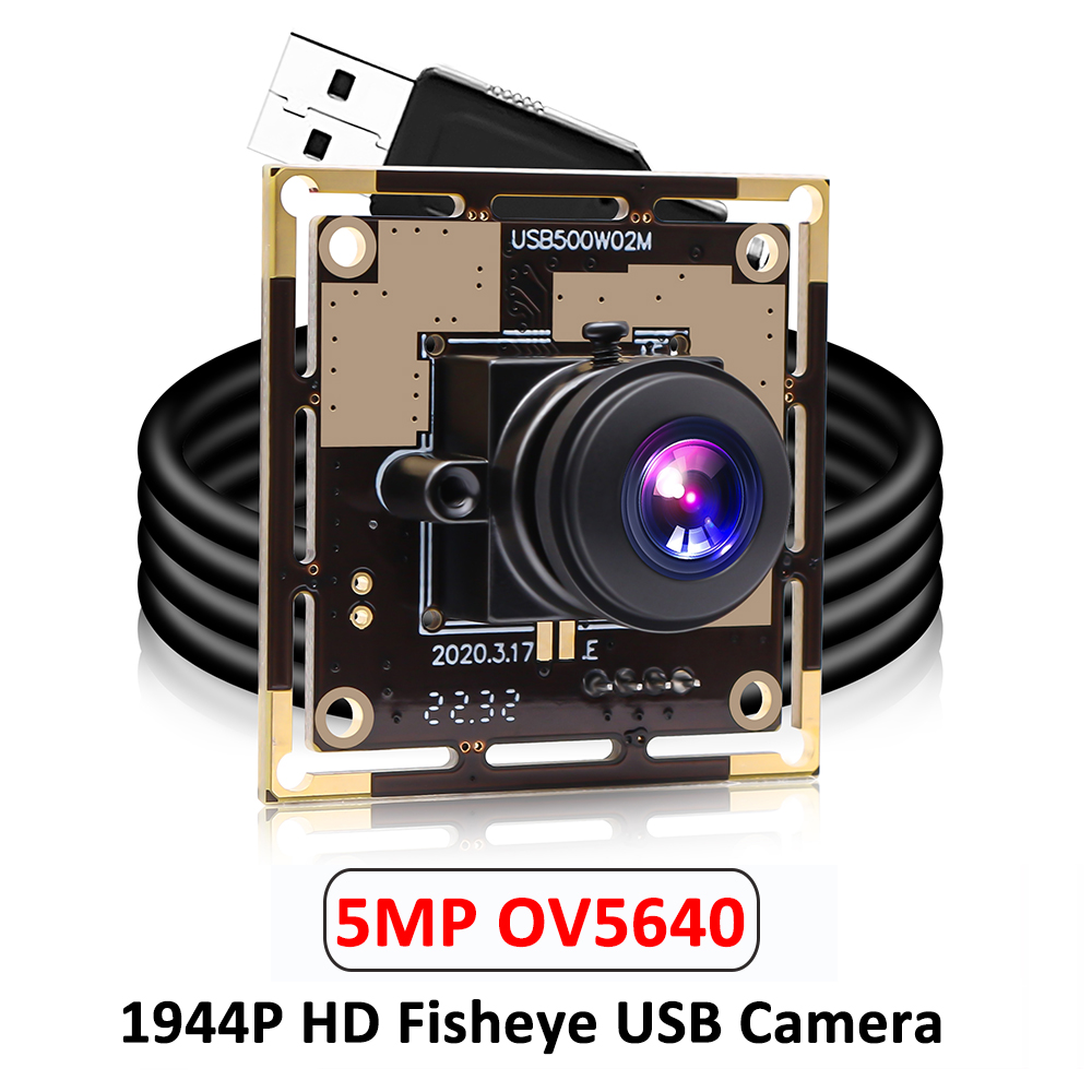 ELP Wide Angle Fisheye 5MP USB Camera Moudle High Resolution OV5640 ...