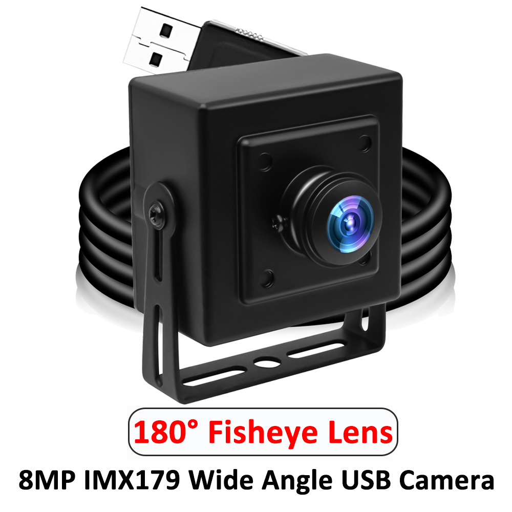 ELP Fisheye USB Camera Wide Angle 8MP USB Webcam with 180 Degree Lens ...