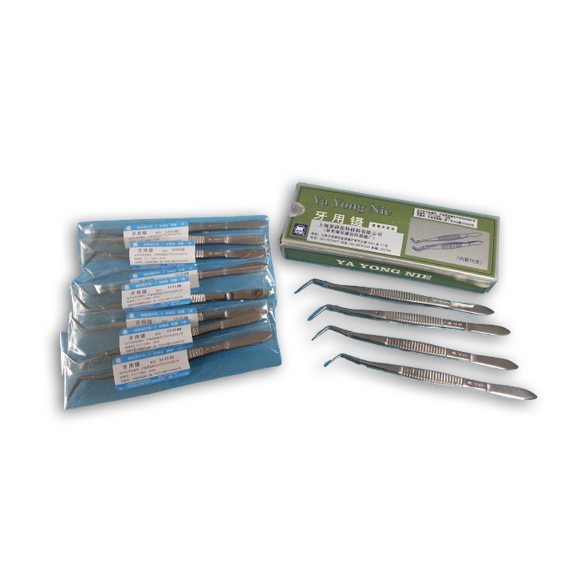 NK28-18 雙彎鑷 (有定位無齒)-Double Curved Tweezers with Positioning Edentulous
