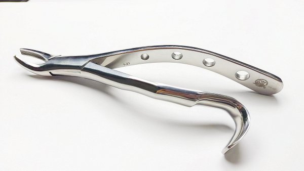 NK44-32 成人上頜右磨牙鉗 (波浪柄)-Extracting Forceps, Upper molars Right side new handle