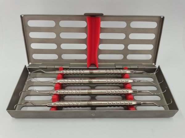NK34-25 刮治器4件套+不銹鋼器械盒-Periodontia Instruments kit 4pcs +SS case