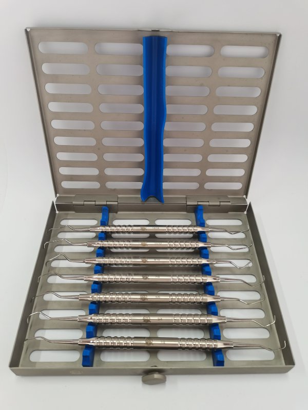 NK34-26 刮治器7件套+不銹鋼器械盒-Periodontia Instruments kit 4pcs +SS case