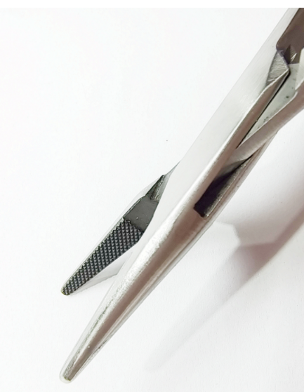 NK36-05 持針鉗 蚊式鑲嵌 直 15cm-Needle Holders, Micro-Vascula TC str 15cm 