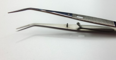 NK28-07 有定位雙彎鑷 16cm- Double Curved Tweezers 16cm Positioning