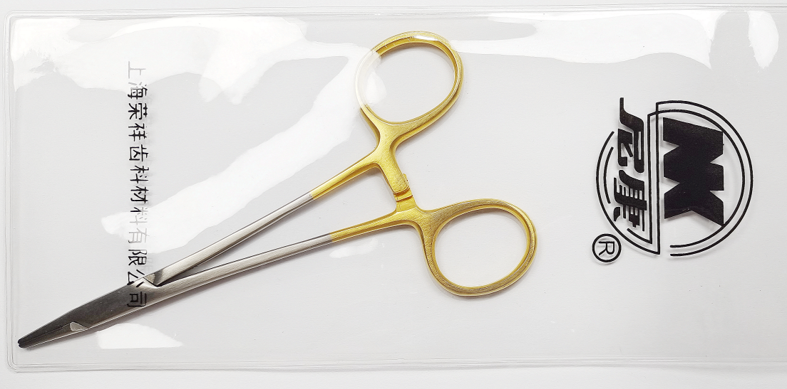 NK36-04 持針鉗 蚊式鑲嵌 直 14cm-Needle Holders, Micro-Vascula TC str 14cm 