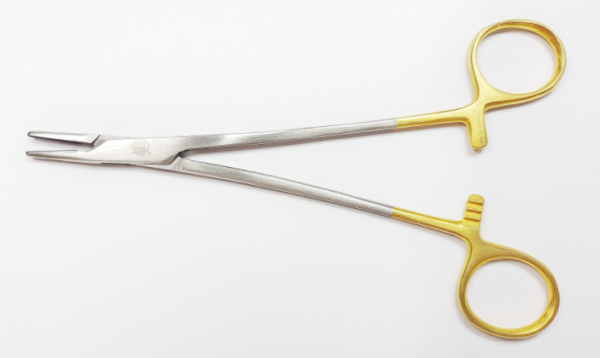 NK36-05 持針鉗 蚊式鑲嵌 直 15cm-Needle Holders, Micro-Vascula TC str 15cm 
