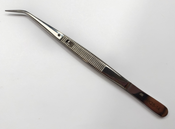 NK28-07 有定位雙彎鑷 16cm- Double Curved Tweezers 16cm Positioning