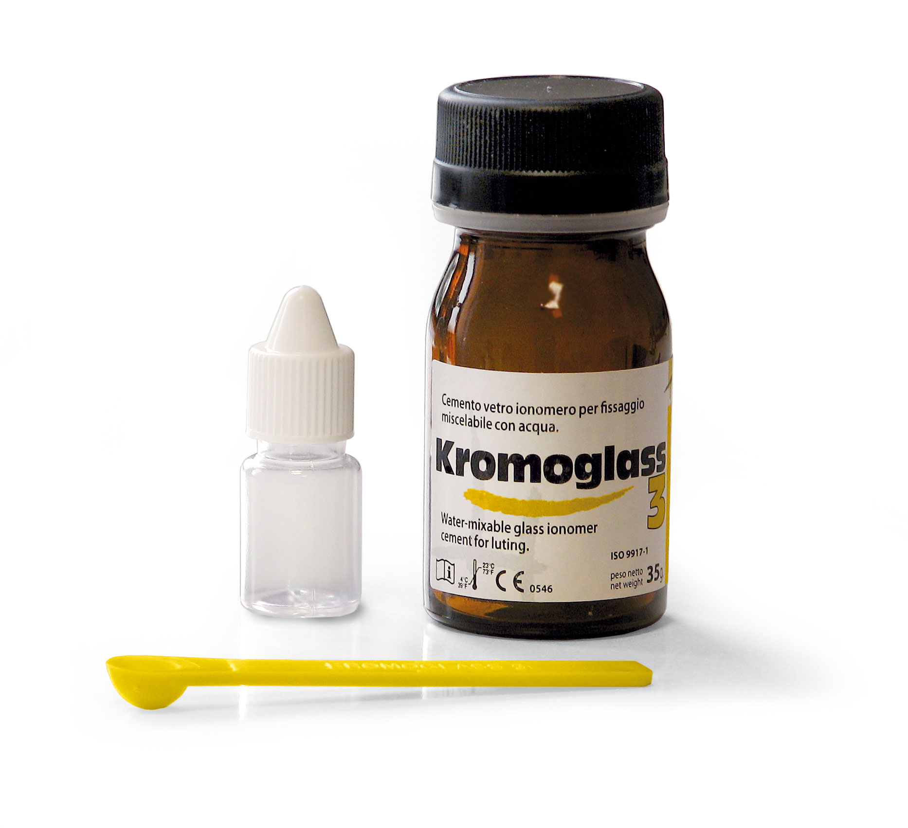 萊斯卡 Kromoglass 3 玻璃離子水門汀(單粉/單液瓶)-Glass Ionomer Cement (Powder 35g+Liquid bottle)