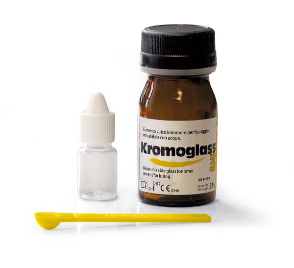 萊斯卡 Kromoglass 3 玻璃離子水門汀(單粉/單液瓶)-Glass Ionomer Cement (Powder 35g+Liquid bottle)