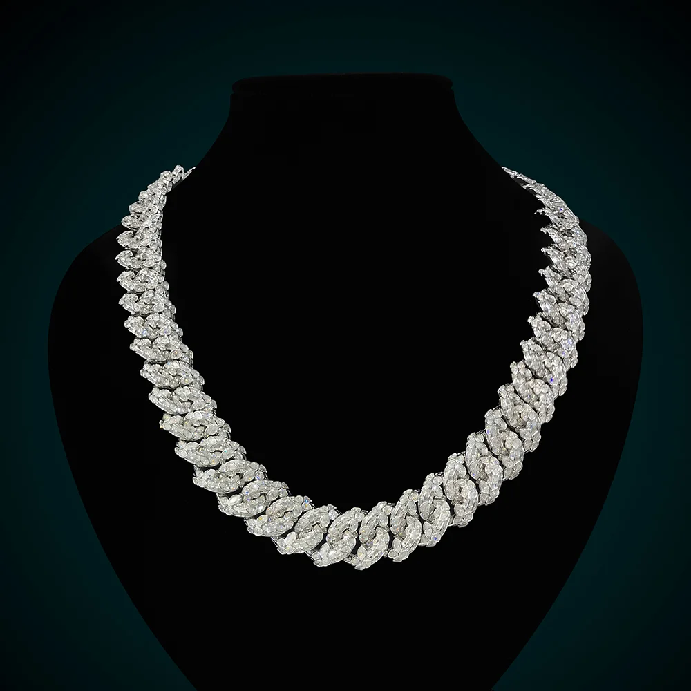 Custom Logo Moissanite Cuban Link Chain 925 Silver & 10K-20K Gold Options Custom Logo Moissanite Cuban Link Chain 925 Silver & 10K-20K Gold Options