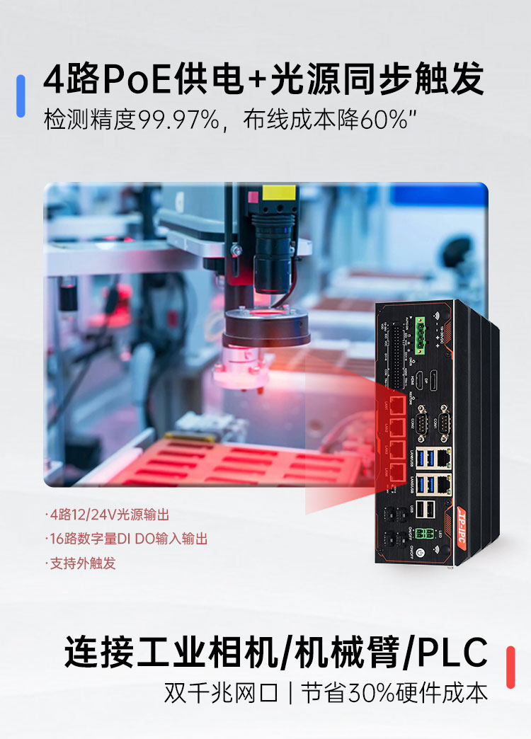 机器视觉工控机拓朗方案：从多网口PoE到光源控制的一体化集成
