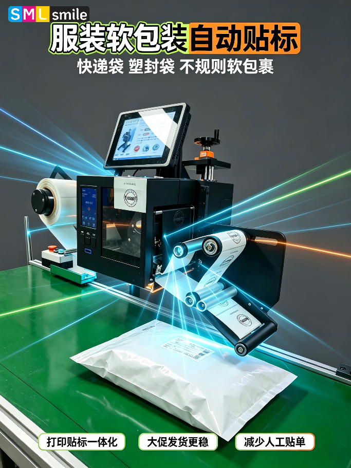?服装厂看过来✨打标贴标一体机解放打包岗