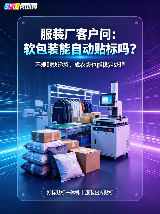 真实案例 | 服装厂软包裹自动打贴标怎么做