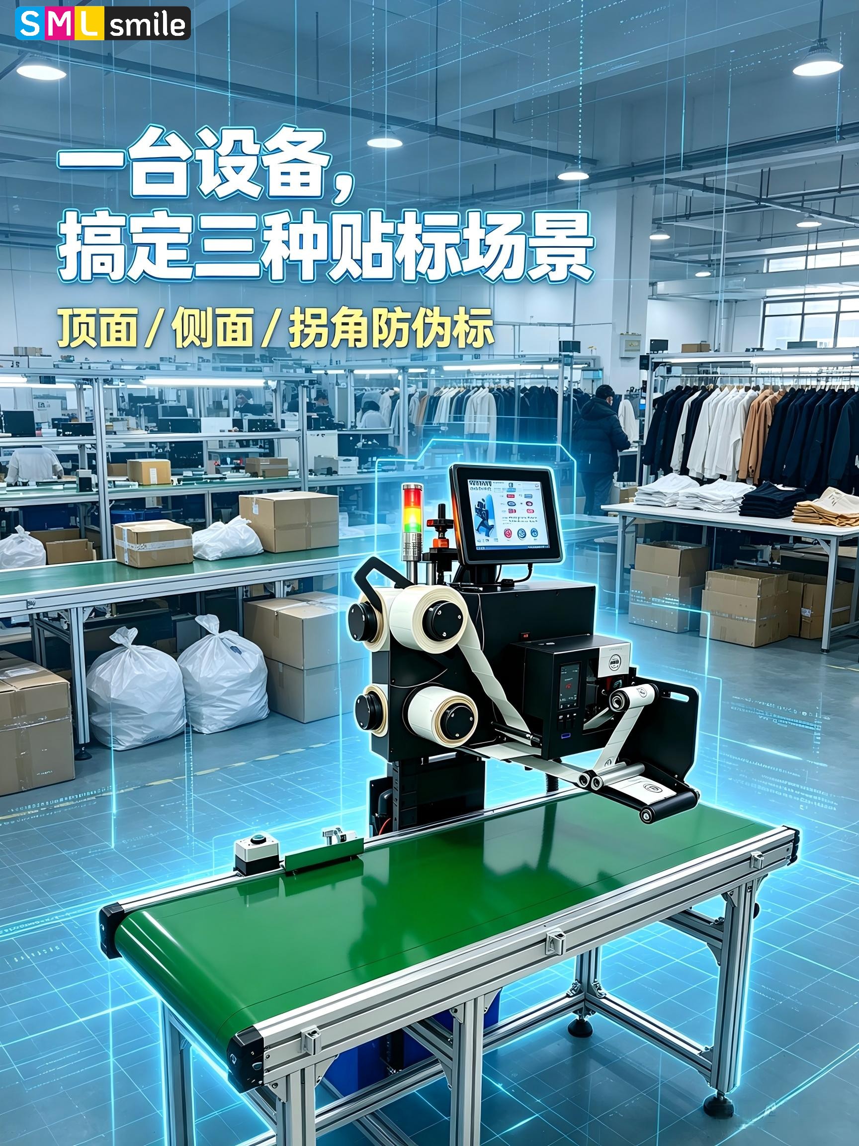 还在分三台设备贴标？垂直滚筒拐角一台搞定