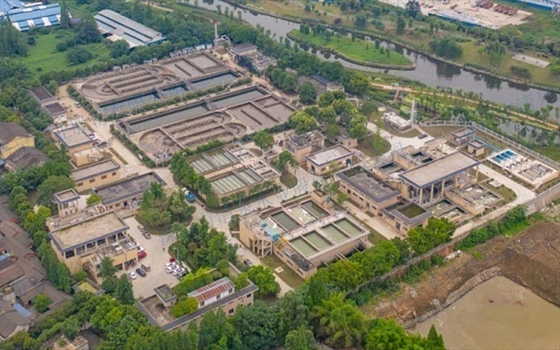 四川眉山城市污水处理厂项目航拍