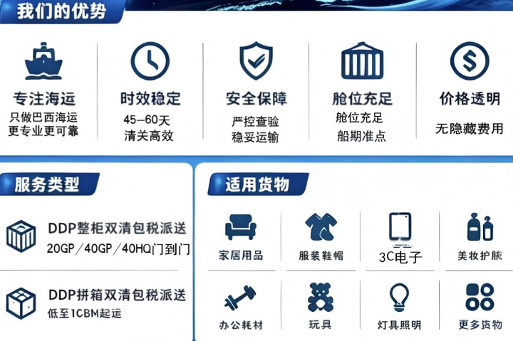 肇庆外贸巴西双清专线服务详情,巴西物流专线