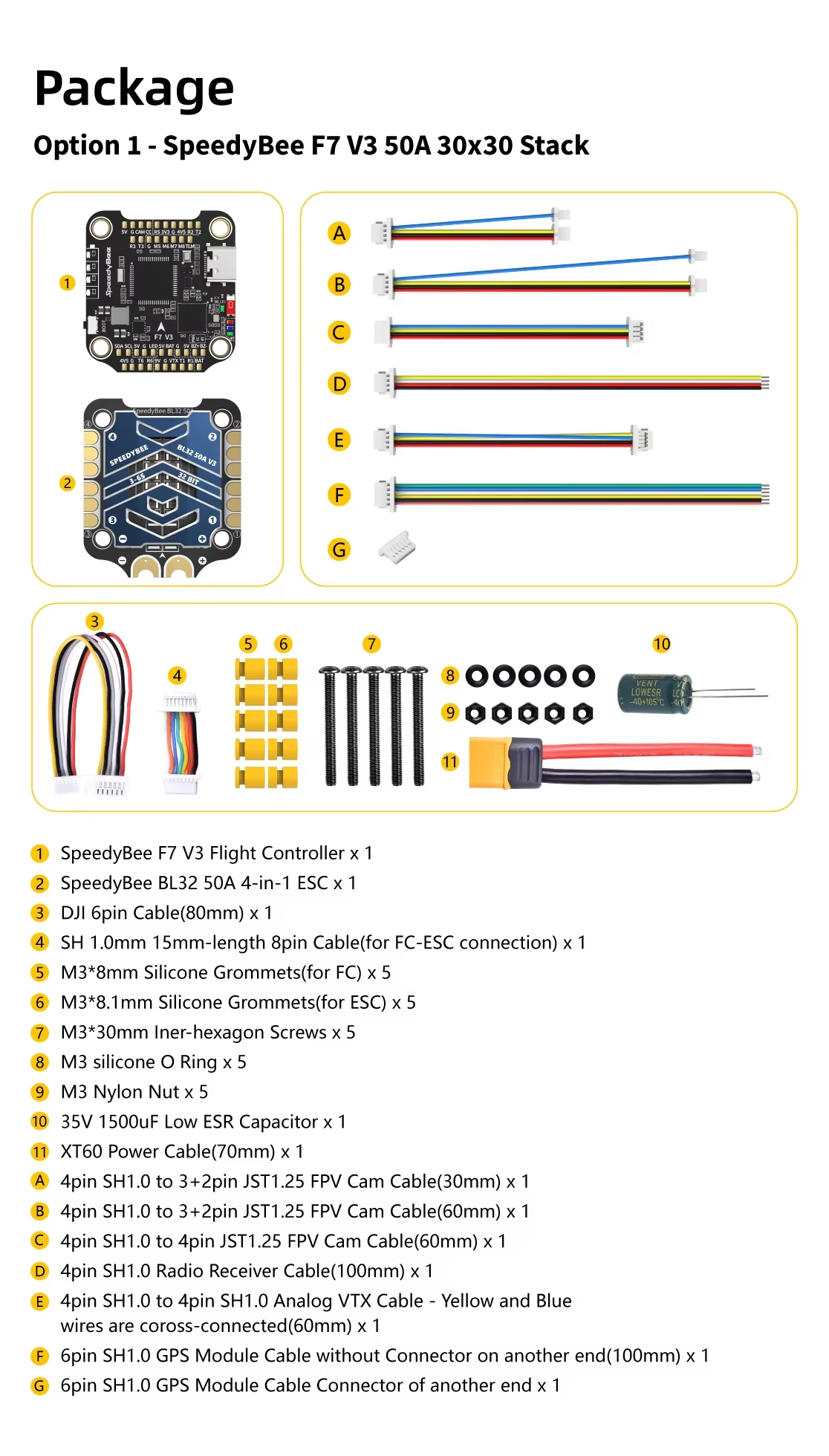 F7 Module Rack SpeedyBee F7 V3 BL32 50A 30x30 Stack F. Controller Module Integrated ...