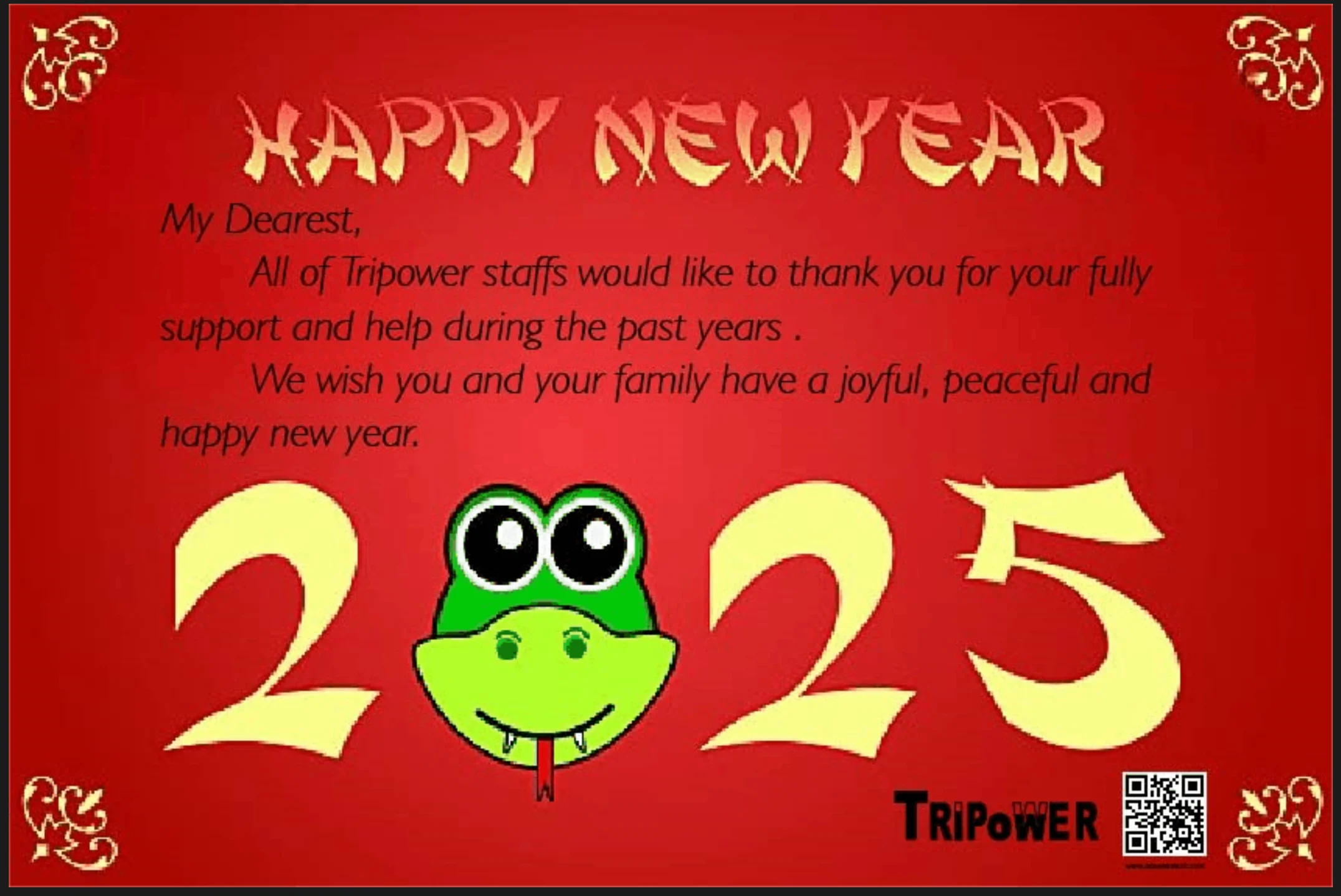 Tripower Chinese New Year Holiday Closure from Jan 23rd to Feb 04th, 2025