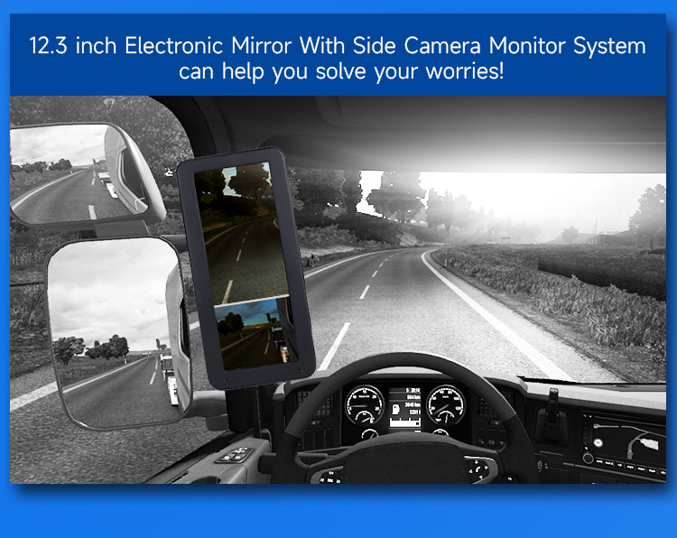 12.3 Inch IPS Truck Bus Electronic Rearview Mirror