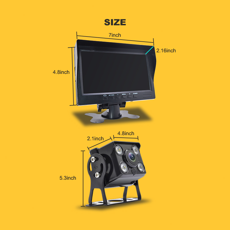 7 Inch Truck Camera Monitor With 1080P Rear View Camera