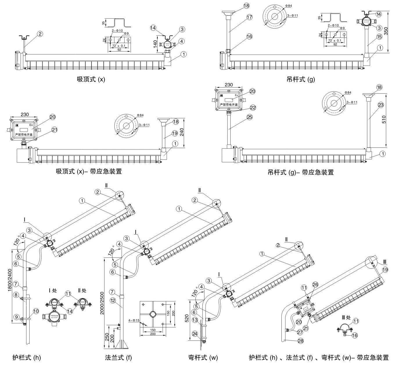 BPY flameproof explosion-proof lamp dimensions
