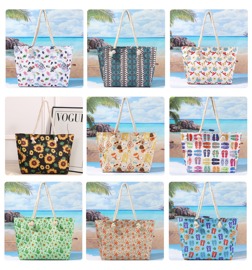 Full-Print Large Sublimation Summer Vibes Beach Tote Bag Full-Print Large Sublimation Summer Vibes Beach Tote Bag