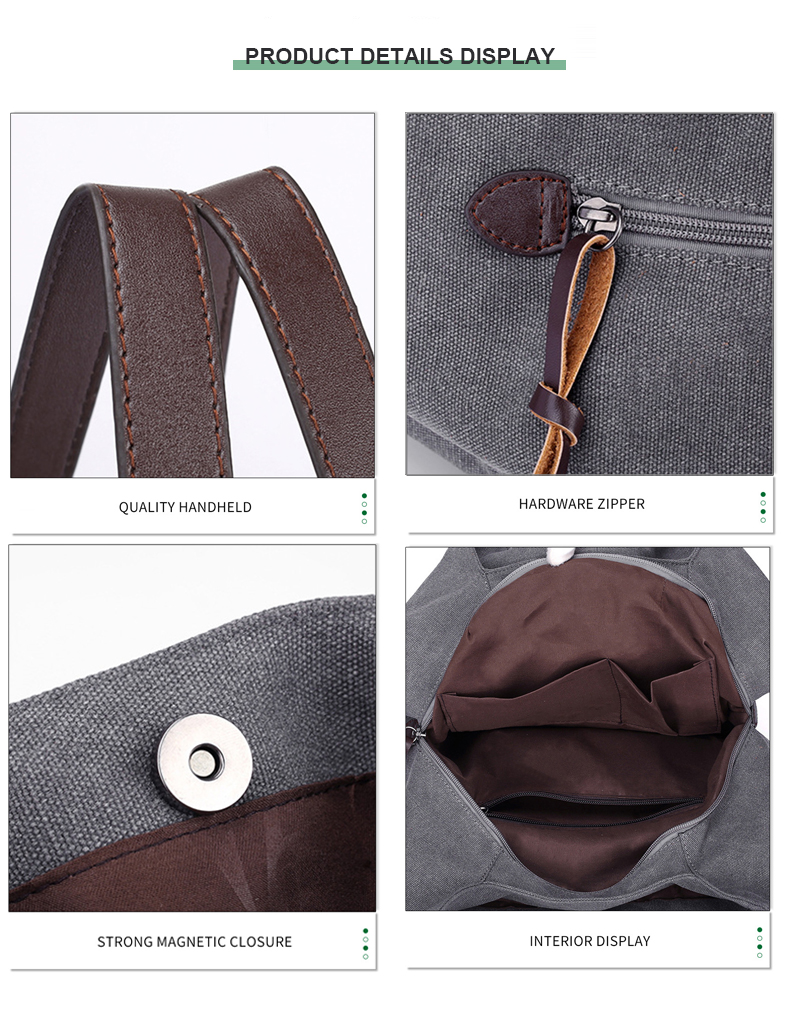 Leather Shoulder Strap Ladies Classic Canvas Handbag Leather Shoulder Strap Ladies Classic Canvas Handbag