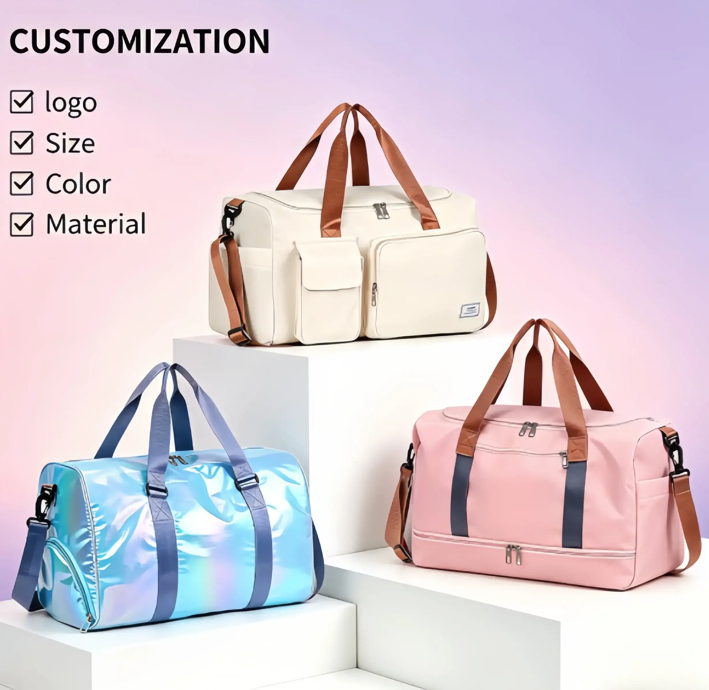 custom unisex travel gym duffle bag