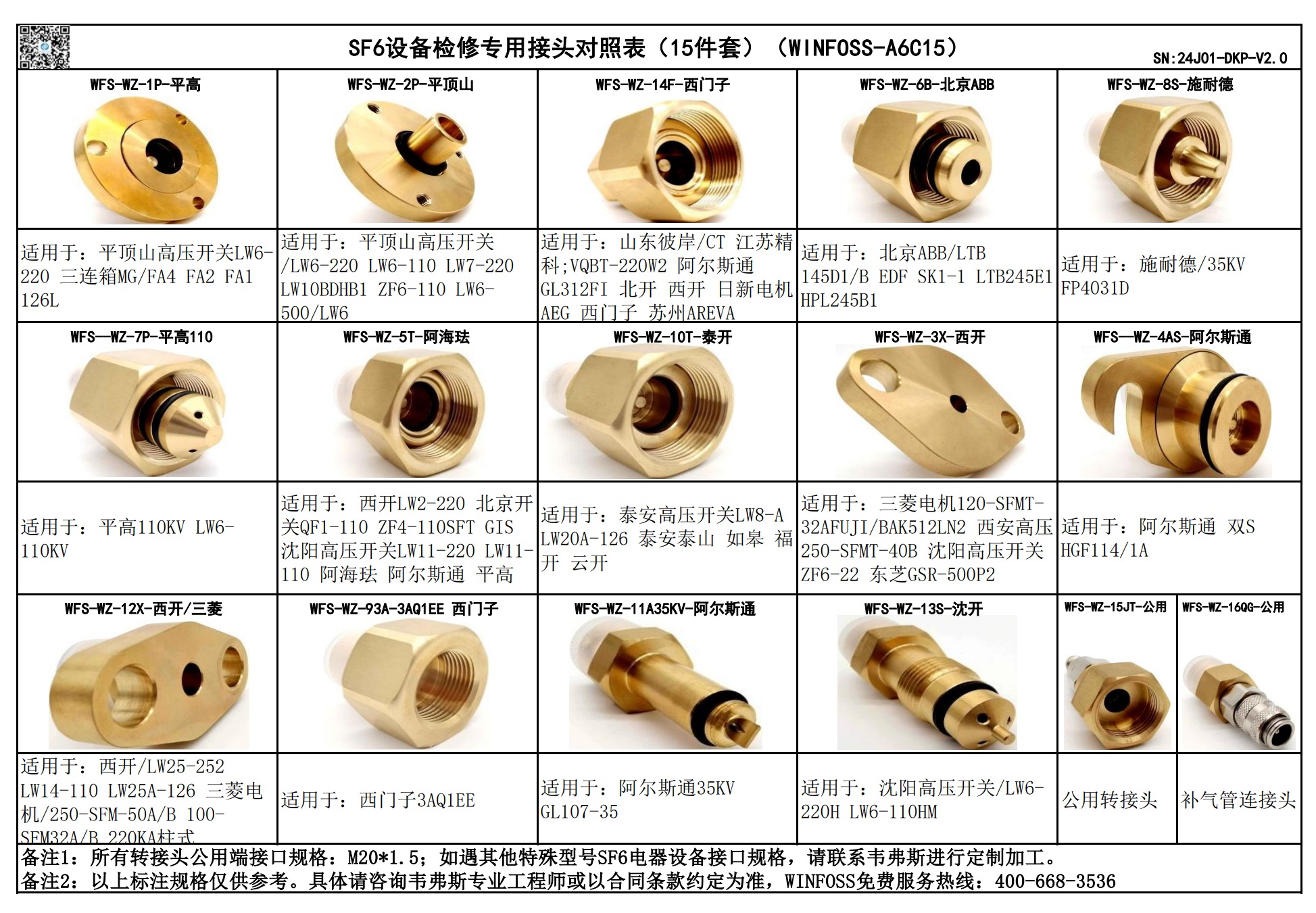 韋弗斯SF6轉(zhuǎn)接頭套件