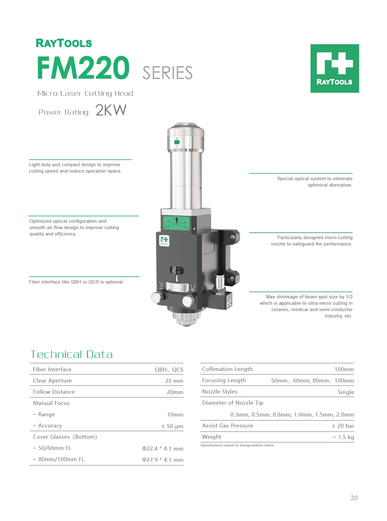 FM220 Micro Laser Cutting Head China | RAYTOOLS