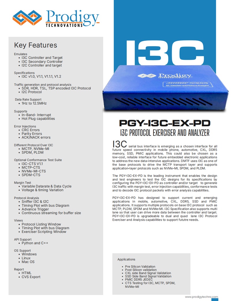 Prodigy Vector Interface Prodigy PGY-I3C-EX-PD GUI软件升级产品手册_深圳市欧奥电子科技有限公司