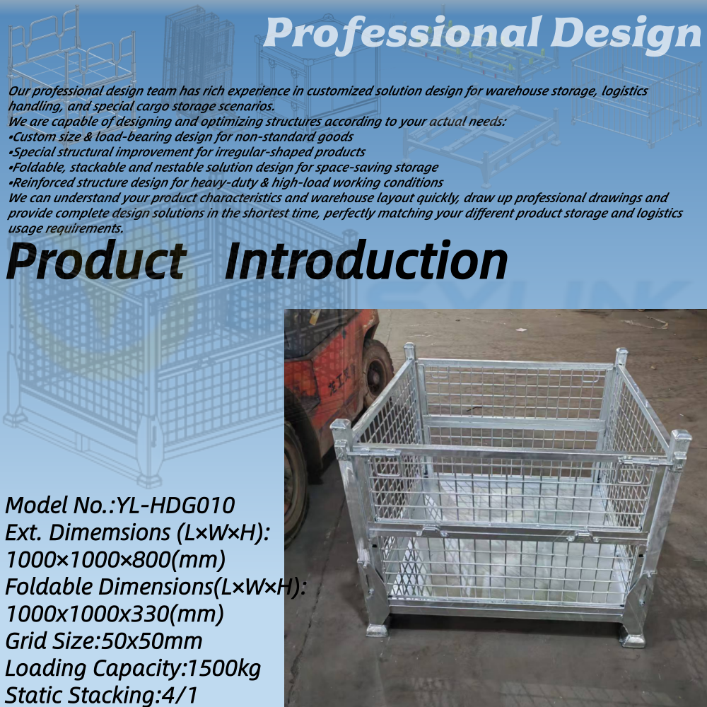  Heavy-Duty Foldable Hot-Dip Galvanized Wire Mesh Container (AS/RS Custom, 1500kg Load)