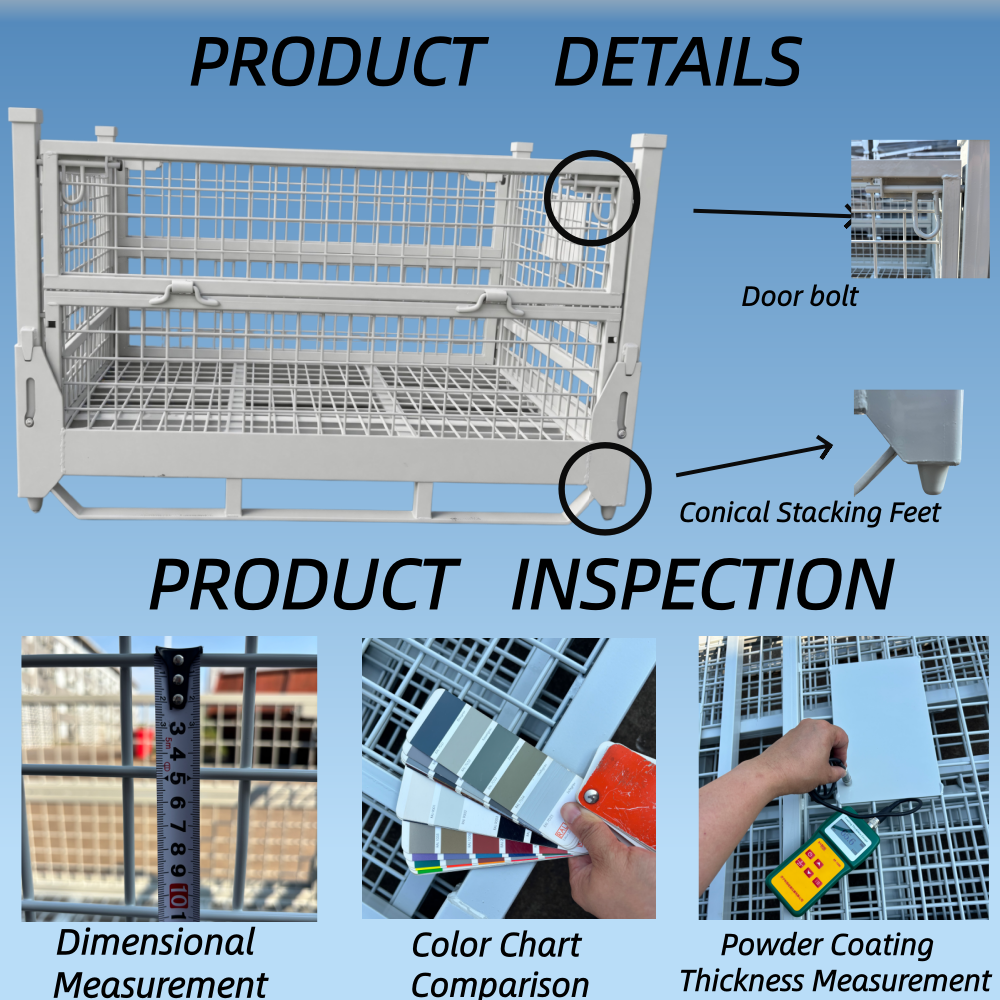  Heavy-Duty 1500kg Folding Wire Mesh Container with Tapered Stacking Feet 